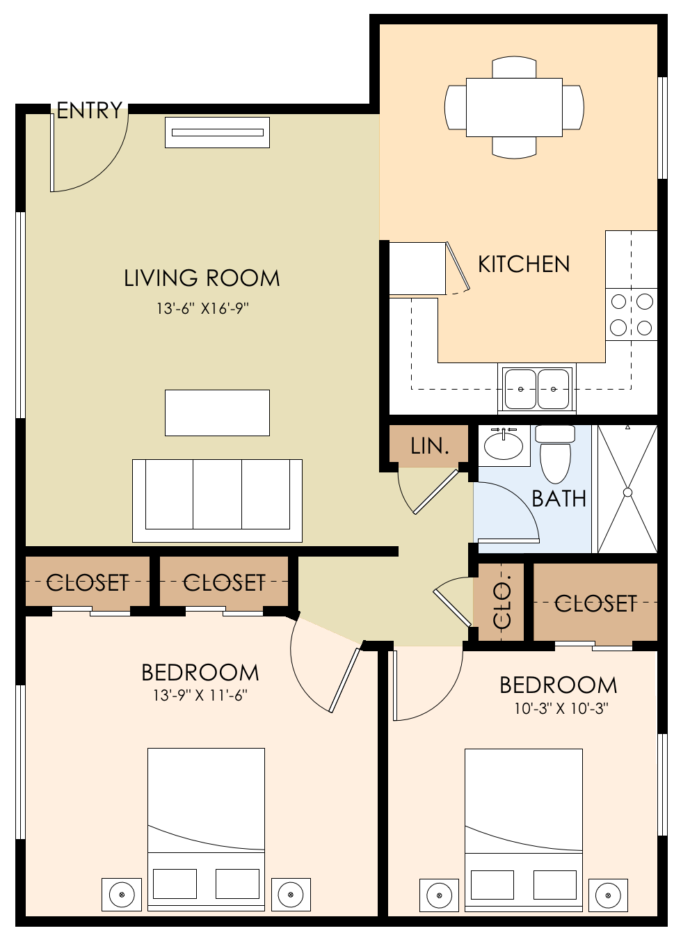 Two Bedroom One Bath