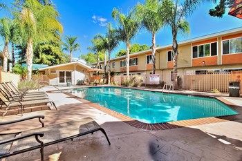Swimming Pool And Sundeck at Latham Court, Mountain View, California