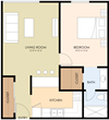 One Bedroom One Bath Floor Plan One Bedroom One Bath Floor Plan at Latham Court, Mountain View