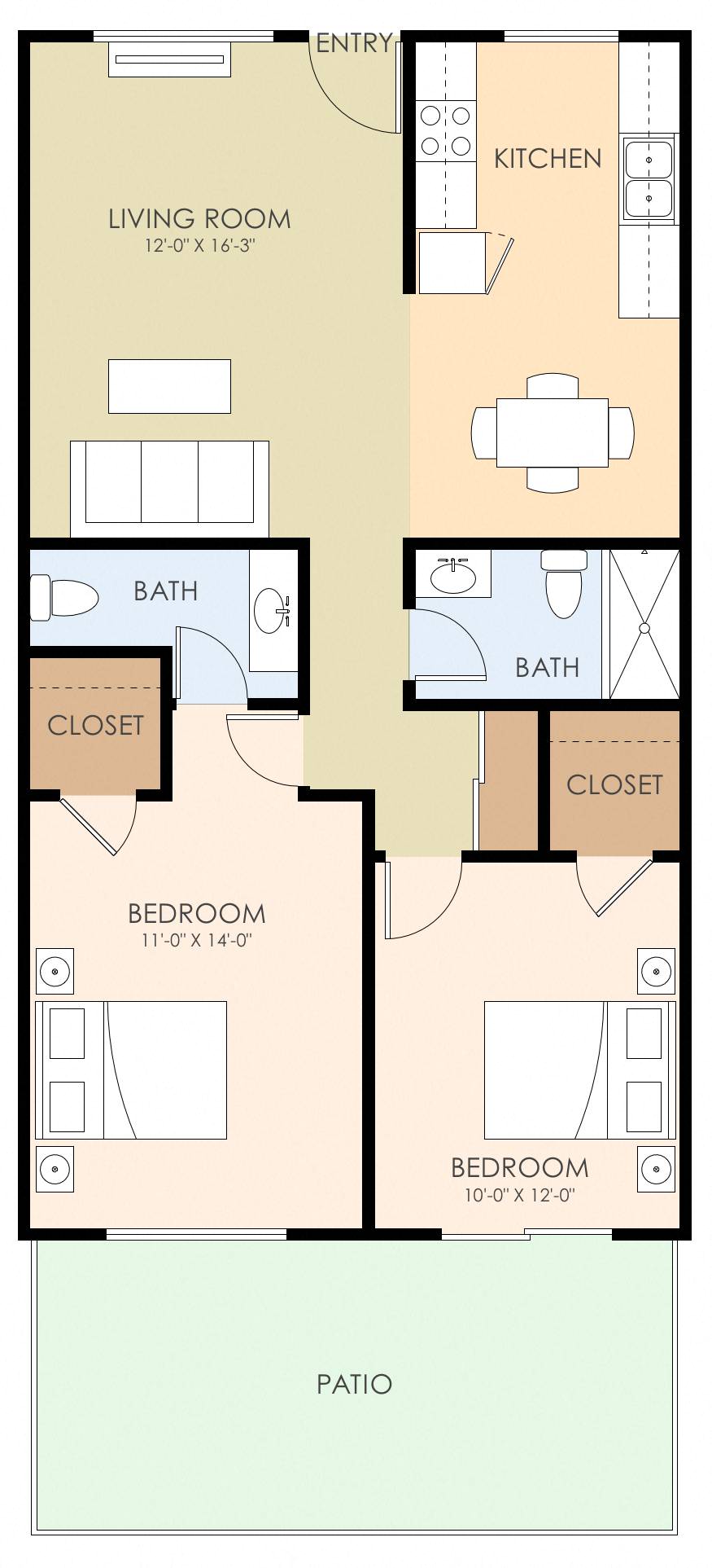 Two Bedroom One and Half Bath
