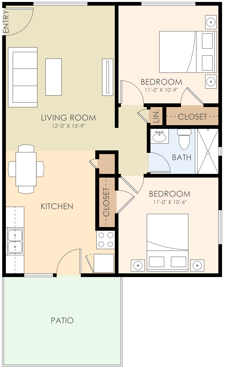 Two Bedroom One Bath