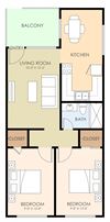 Two Bedroom One Bath Floor Plan Two Bedroom One Bath Floor Plan at Ranchero Plaza, California, 95117