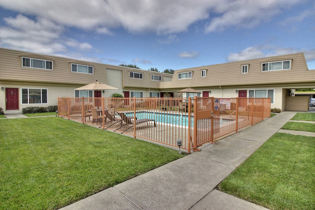 Pool and grass at St. Croix, Mountain View, CA