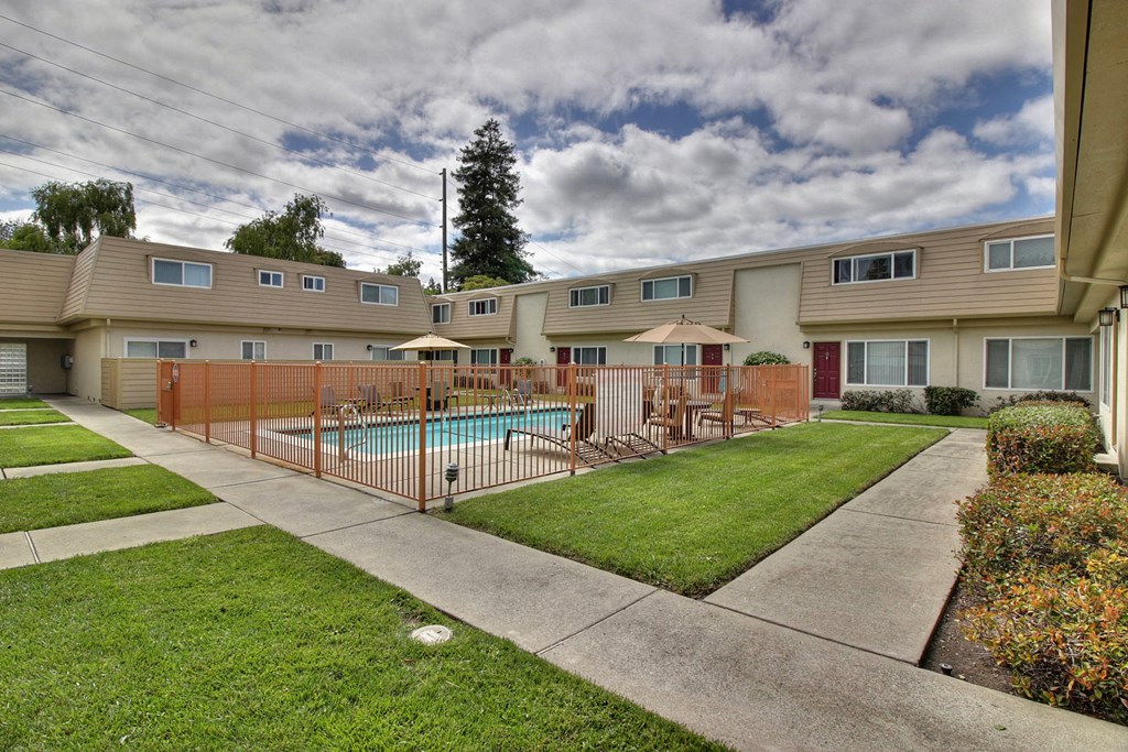 courtyard grass with pool at St. Croix, Mountain View, CA