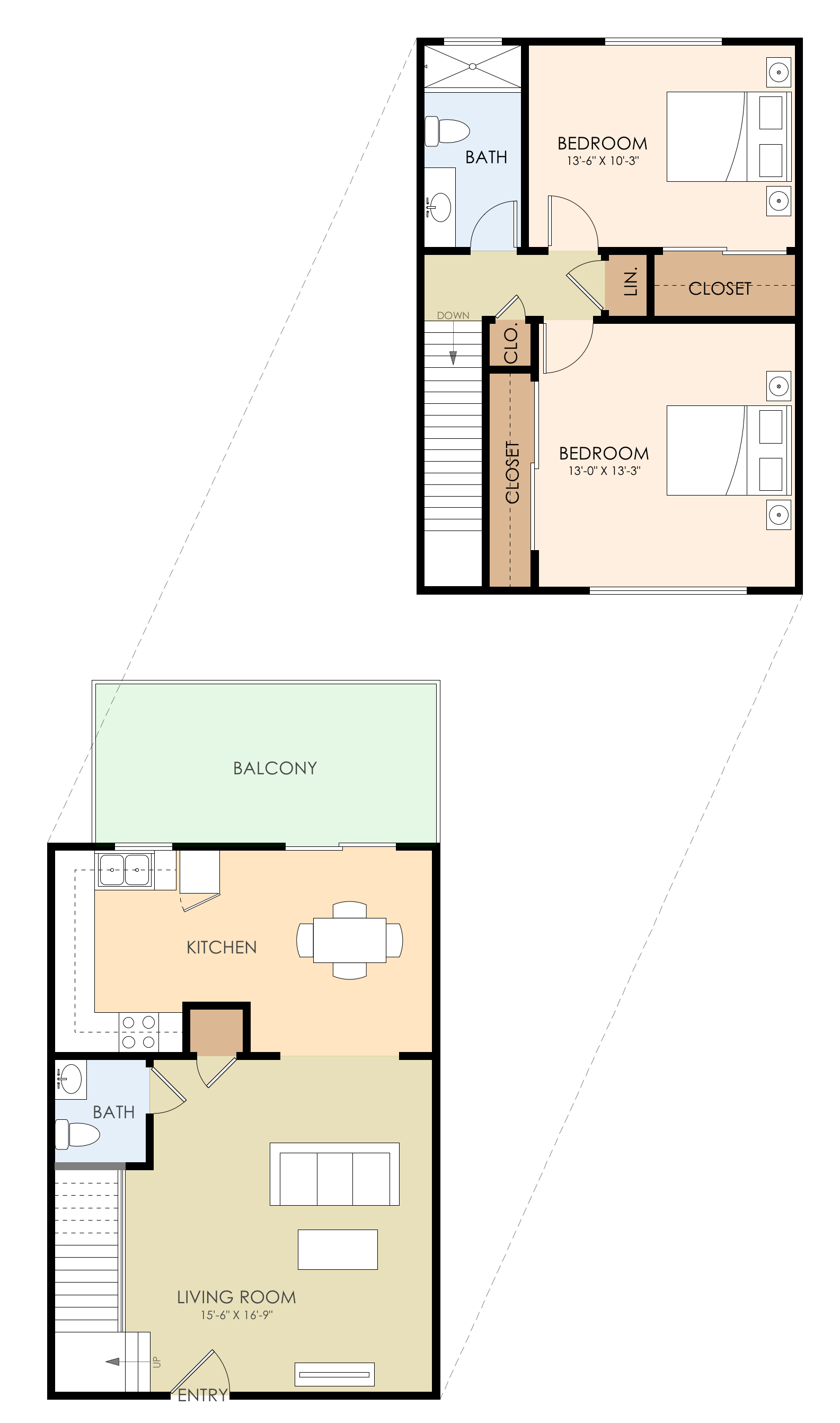 Two Bedroom, One & Half Bath
