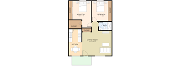 2 Bed 1 Bath Floorplan at Sunnyvale Town Center, Sunnyvale, CA