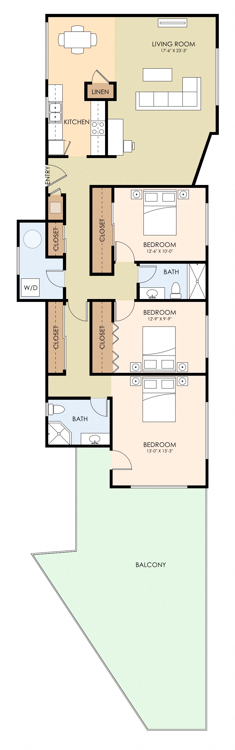 Three Bedroom Two Bath