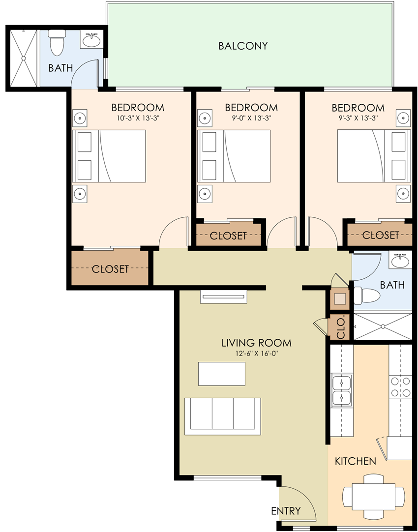 Three Bedroom Two Bath