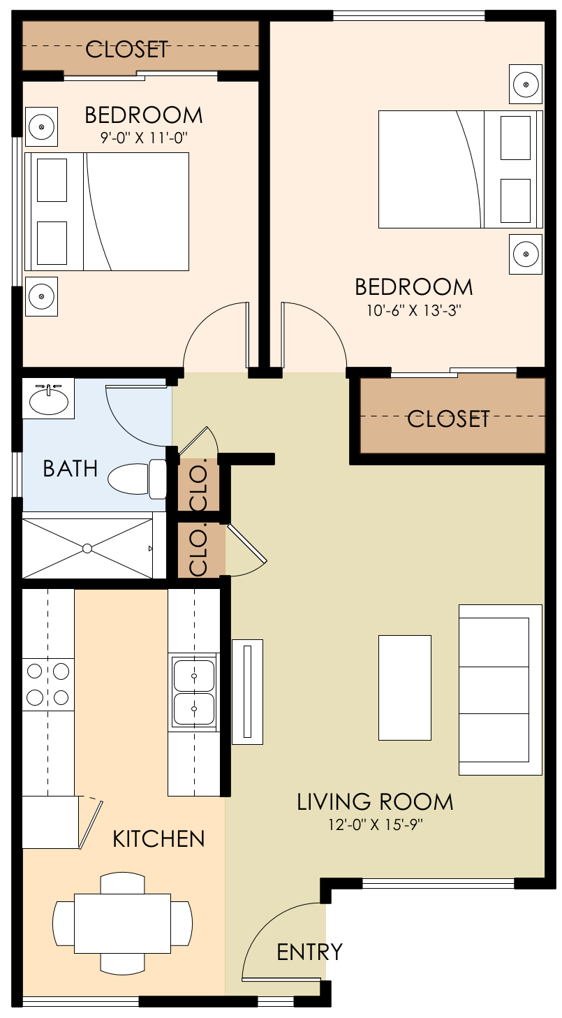 Two Bedroom One Bath