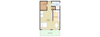 Studio floor plan 495 Sq.Ft. at Madison Place, San Mateo, CA, 94403