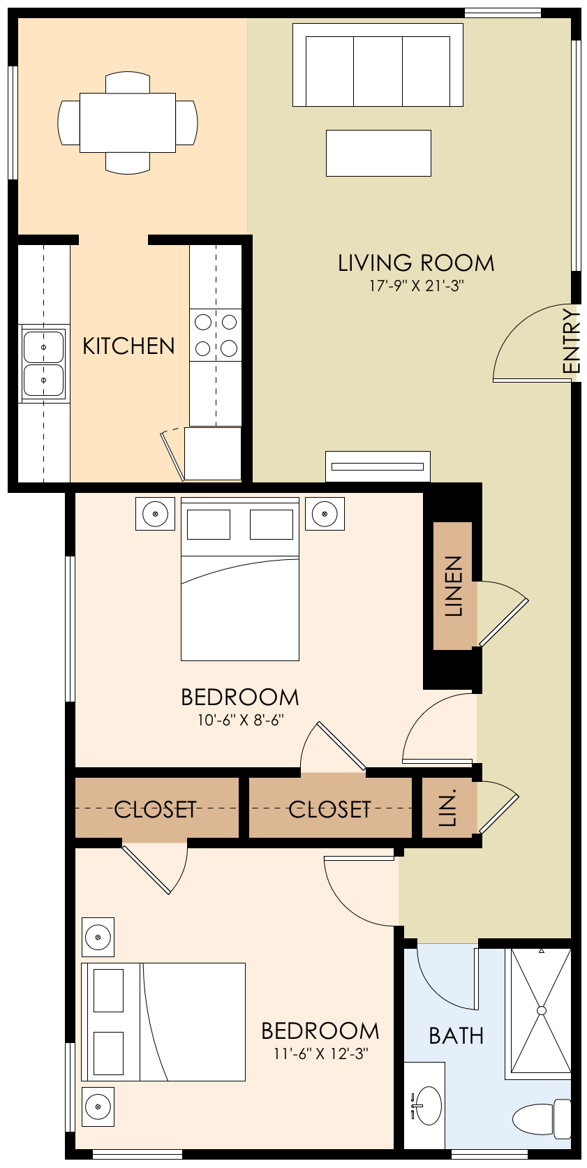 Two Bedroom One Bath