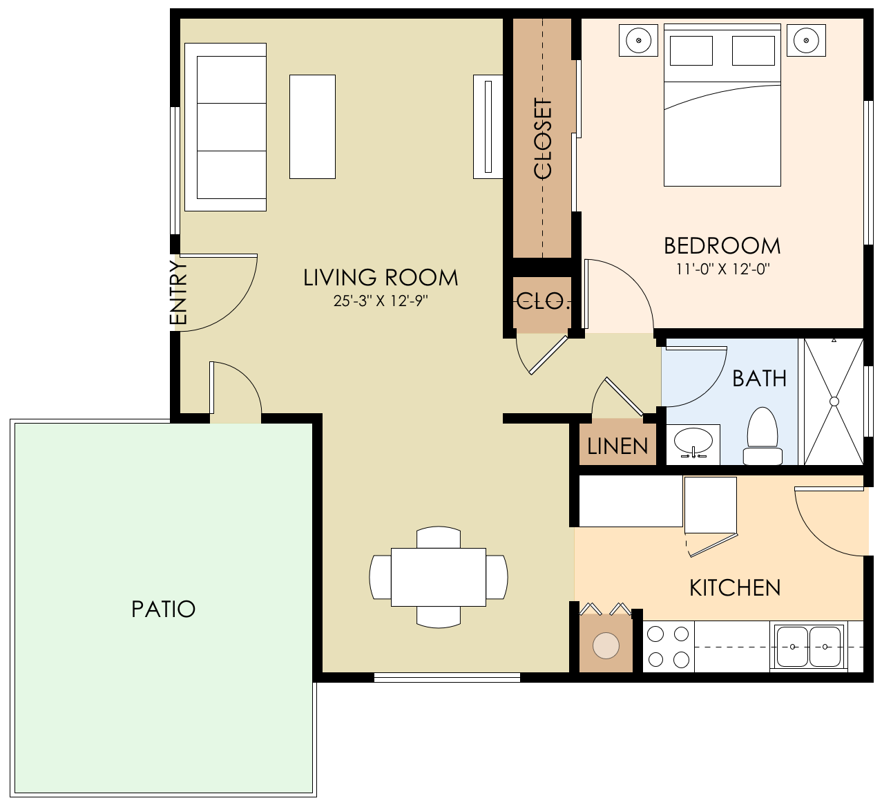 One Bedroom One Bath
