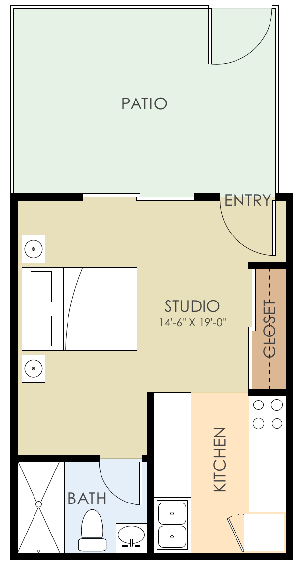 Studio 278 Sq Ft