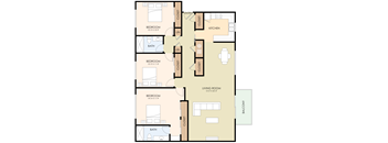 Three Bedroom Two Bath Floor Plan at Laurel Grove, Menlo Park, CA, 94025