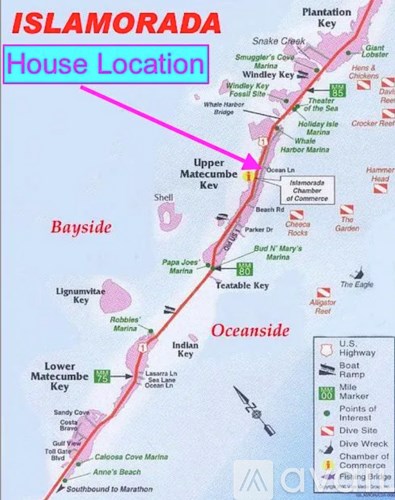 A map showing the location of Islamorada and its surroundings.