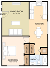 One Bedroom One Bath Floor Plan One Bedroom One Bath Floor Plan at Magnolia Place, Sunnyvale, CA, 94087