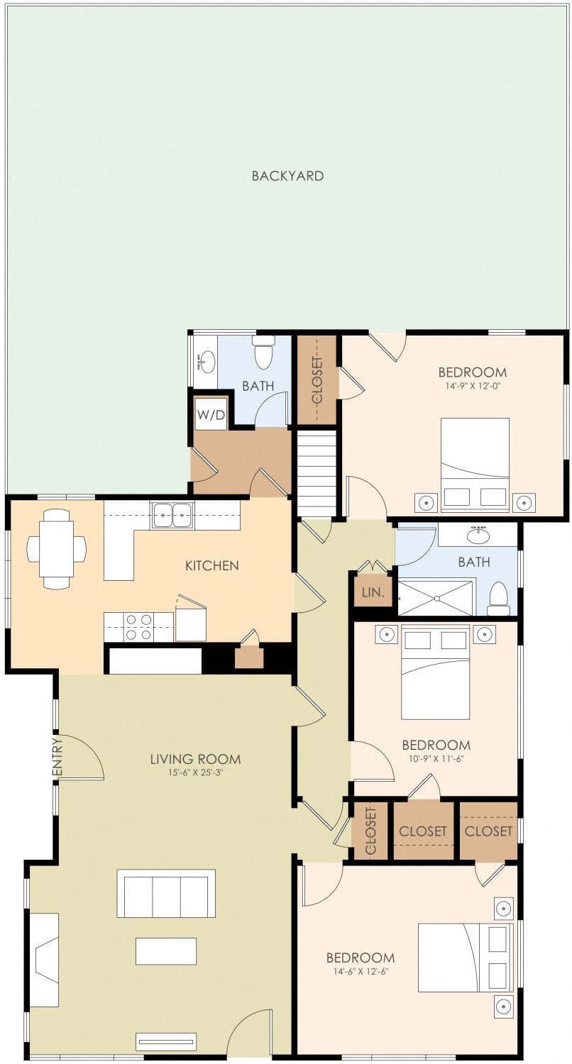 Three Bedroom One Bath and a Half 1446 Sq Ft at Pines, Campbell, CA