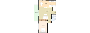 1bedroom 1 bathroom floor plan 725 to 759 Sq.Ft. at 520 E Bellevue, San Mateo, California