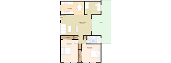 2 bedroom 1 bathroom floor plan D 916 to 1,026 Sq.Ft. at 520 E Bellevue, California