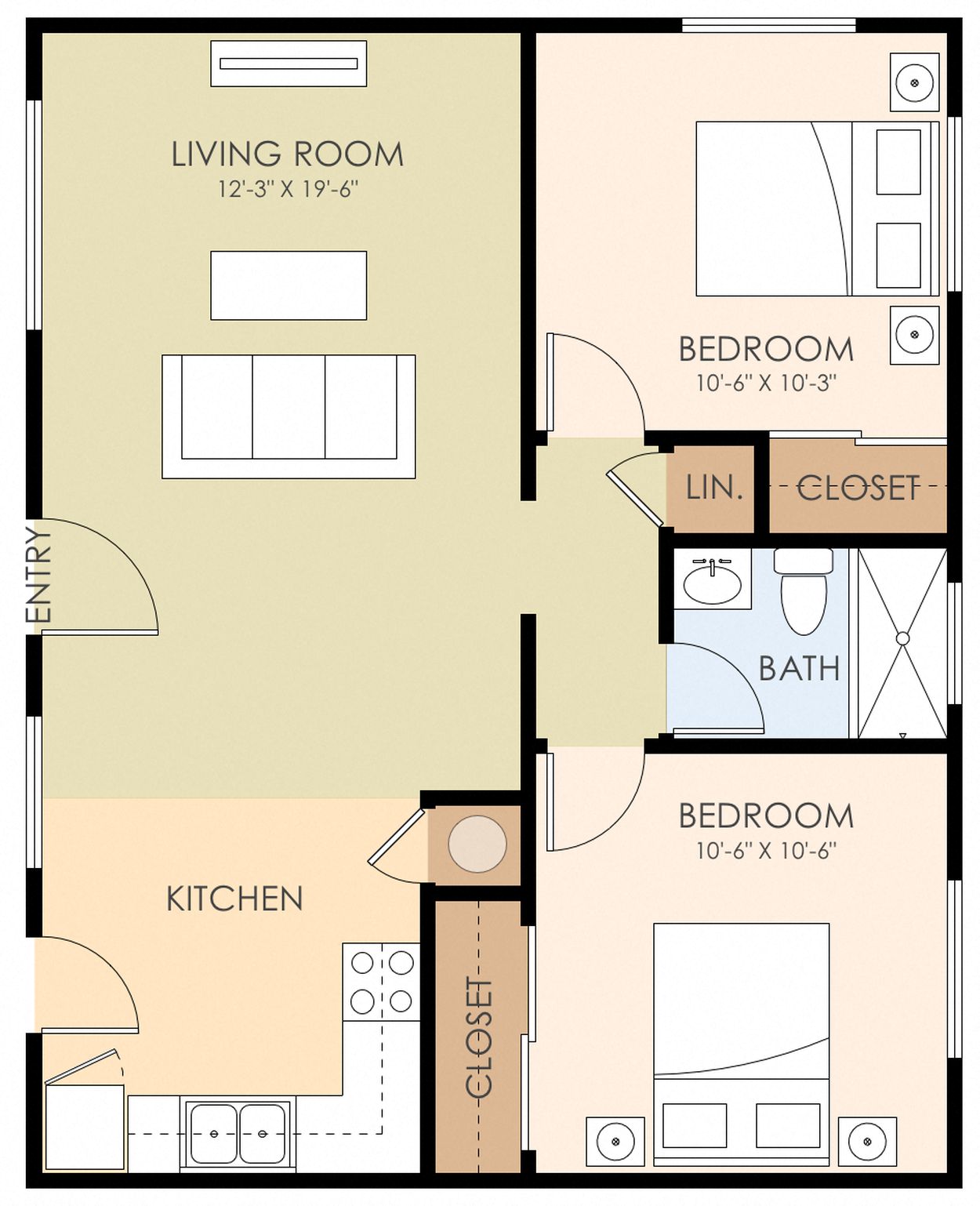 Two Bedroom One Bath