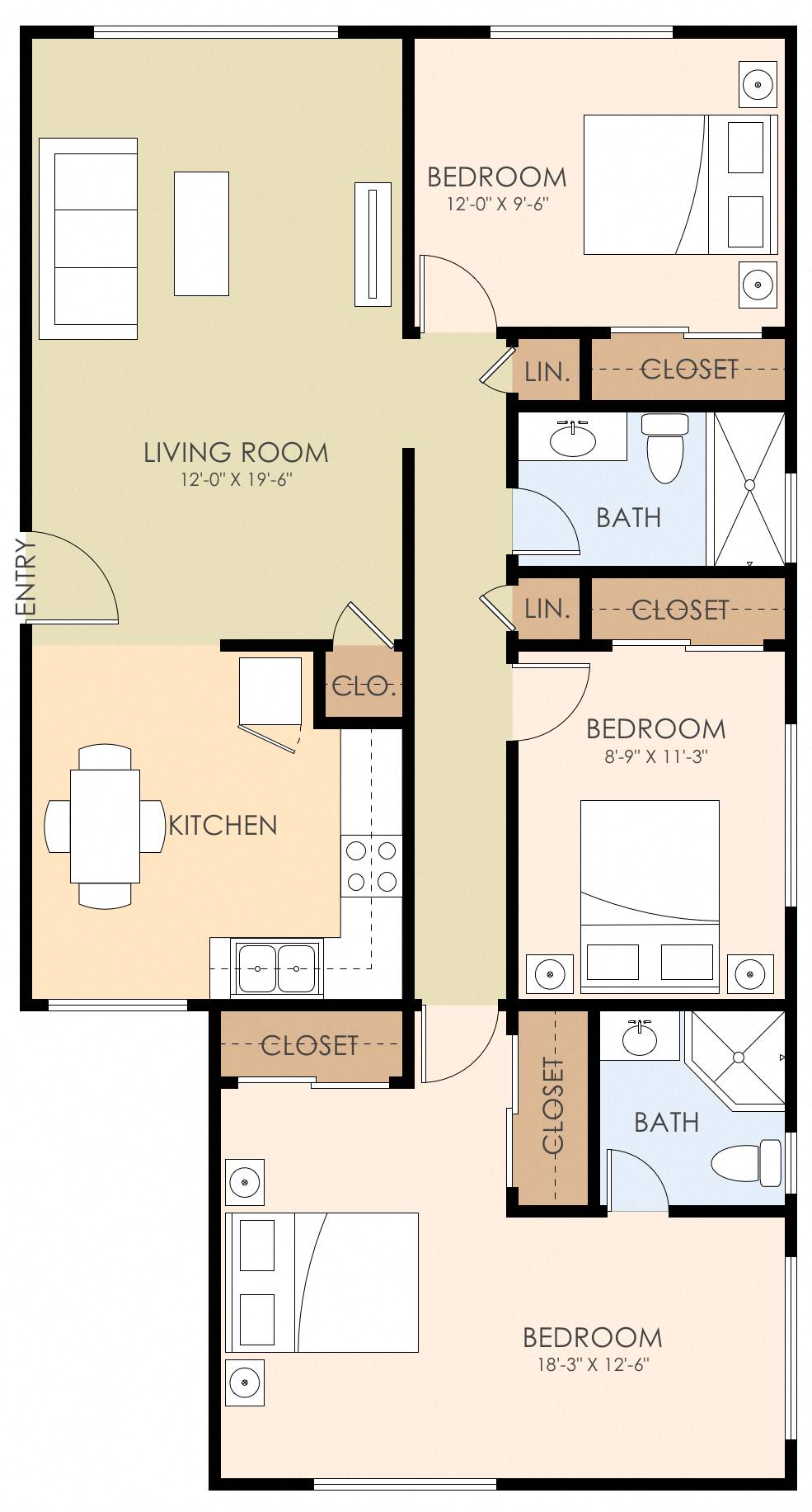 Three Bedroom Two Bath