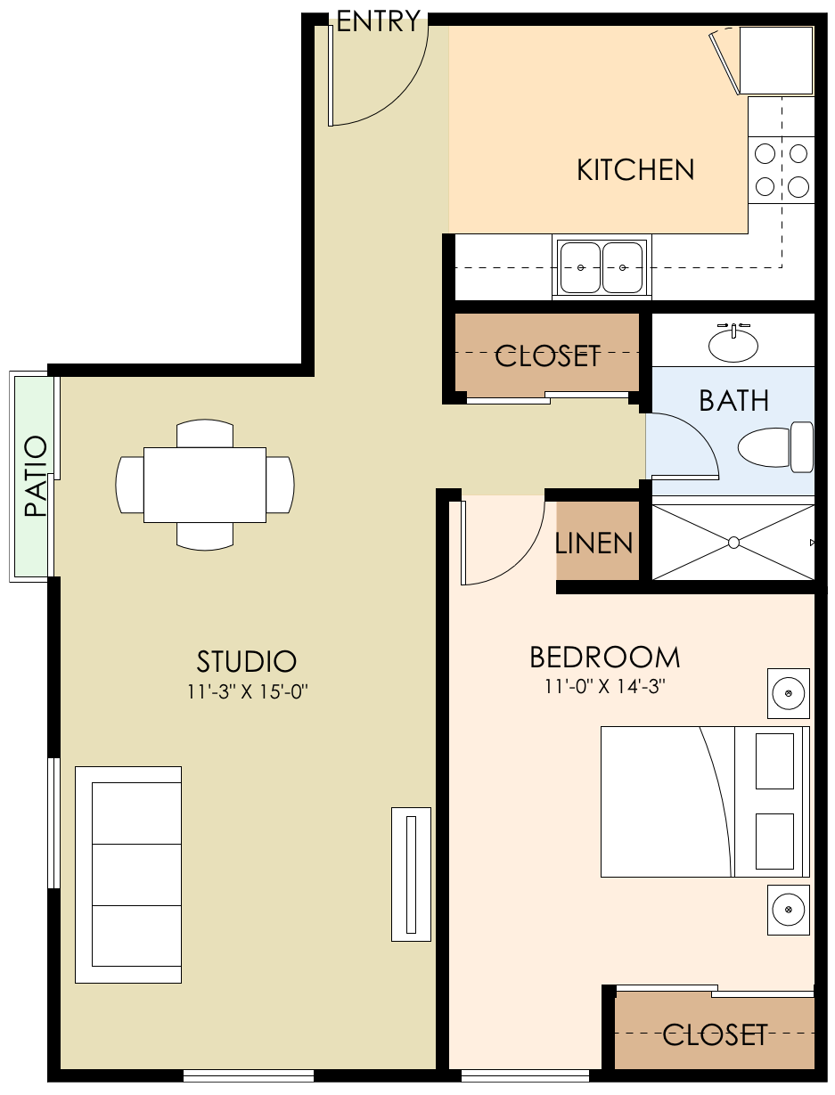 One Bedroom One Bath