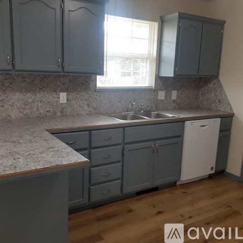 A kitchen with a sink and cabinets.