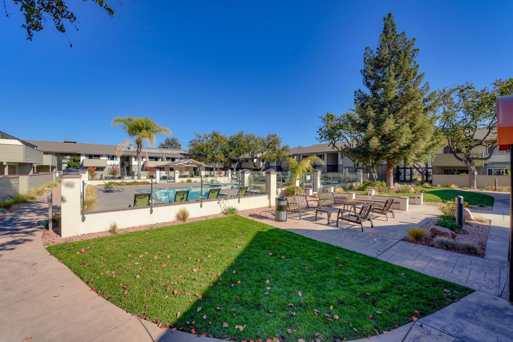 Outdoor Patio Overlooking At Pool at Balboa, California