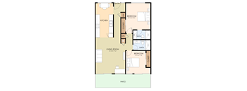 Two Bedroom Two Bath Floor Plan 927 Sq.Ft. at Belmont Square, Belmont, CA