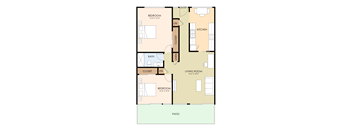 Two Bedroom One Bath Floor Plan 917 Sq.Ft. at Belmont Square, Belmont, 94002