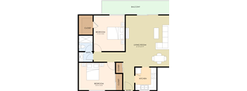 2 bedroom 1 bath floor plan 777 to 857 Sq.Ft. at Boardwalk, Palo Alto, 94306
