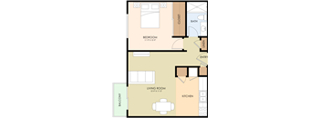 1 bedroom 1 bath floor plan 650 Sq.Ft. at Boardwalk, Palo Alto, California