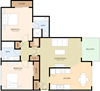 Two Bedroom Two Bath Floor Plan Two Bedroom Two Bath Floor Plan at Californian, Mountain View, CA, 94040