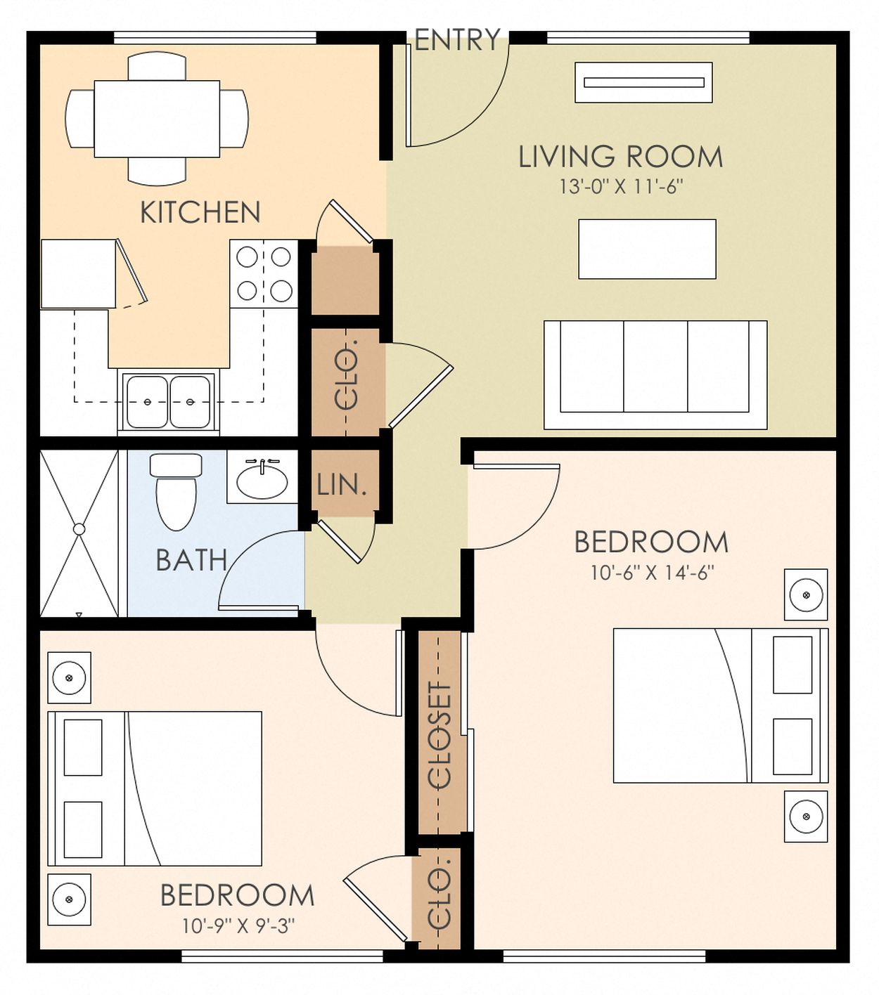 Two Bedroom One Bath