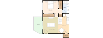 One bedroom one bathroom Floor Plan at Casa Alberta Apartments, California, 94087