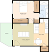 One bedroom one bathroom Floor Plan One bedroom one bathroom Floor Plan at Casa Alberta Apartments, California, 94087