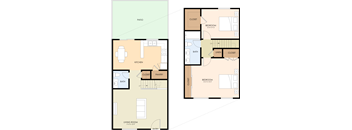 Two Bedroom 1.5 Bath Floor Plan at Casa Alberta Apartments, Sunnyvale, CA
