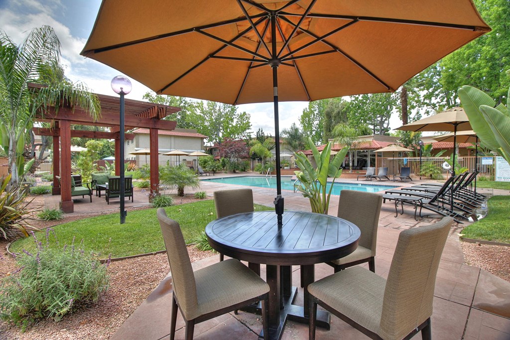 Outdoor Patio at Casa Alberta Apartments, California