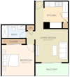 One Bedroom One Bath Floor Plan One Bedroom One Bath Floor Plan at Courtyard, Redwood City, CA