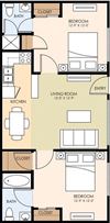 Two Bedroom Two Bath Floor Plan Two Bedroom Two Bath Floor Plan at The Arbors at Mountain View, Mountain View, CA