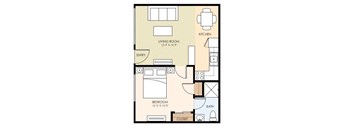 One Bedroom One Bath Floor Plan at The Arbors at Mountain View, Mountain View, 94040