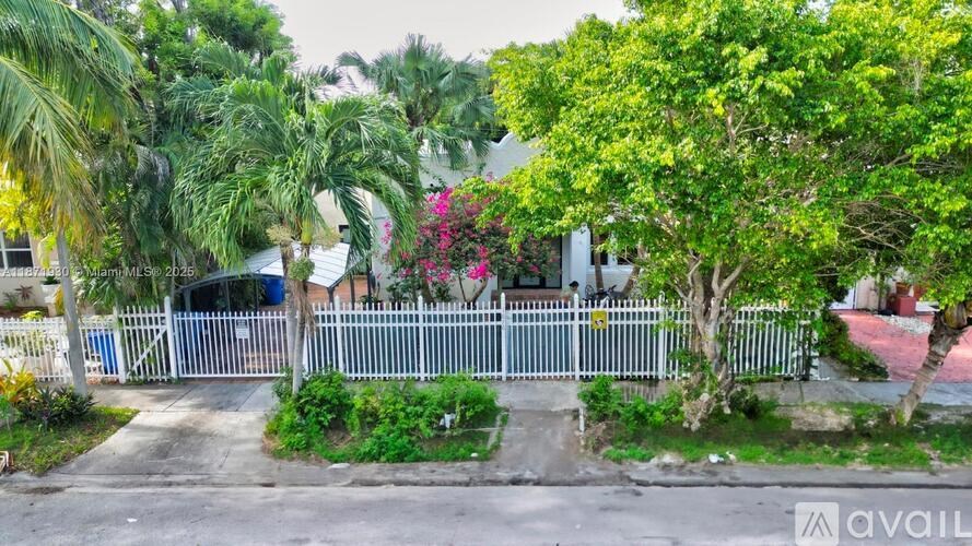 A lush green tree is in the foreground of a residential area.