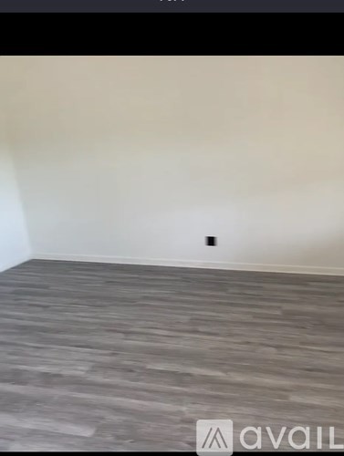 A room with a wooden floor and a wall socket.