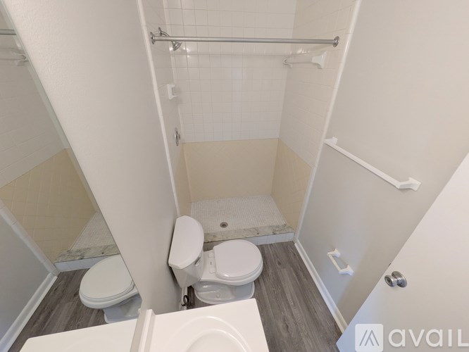 A bathroom with a toilet and a walk-in shower.