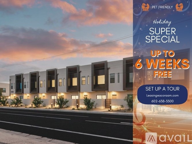 A modern building with a sign offering a holiday super special of up to 6 weeks free.