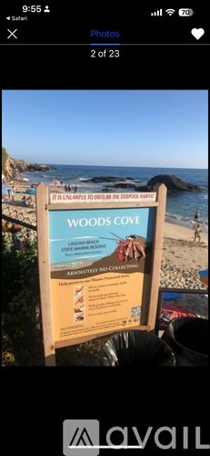 A sign at Woods Cove beach warns visitors that there are no lifeguards on duty.