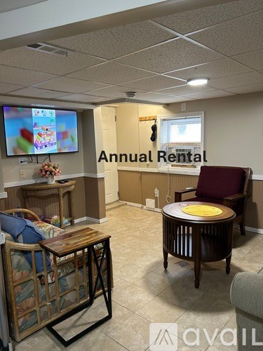 A room with a sign that says Annual Rental.