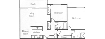 2 Bed 2 Bath Large