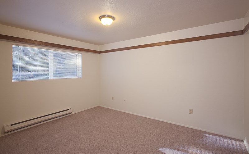 A room with a window and a radiator on the floor.