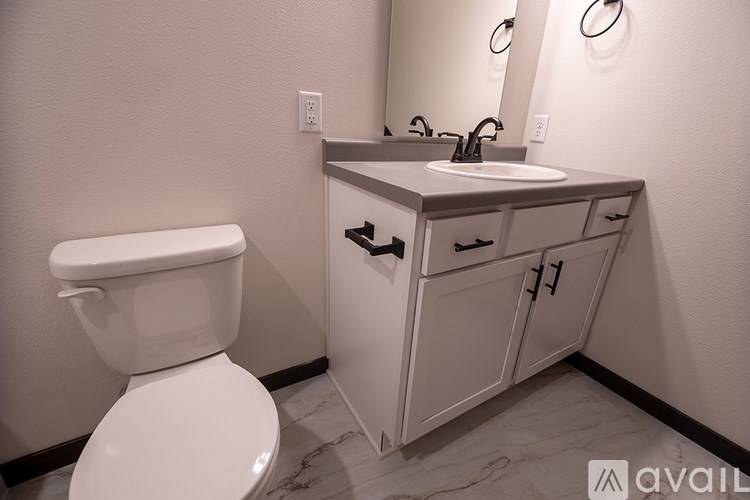 A white toilet sits next to a sink in a bathroom.